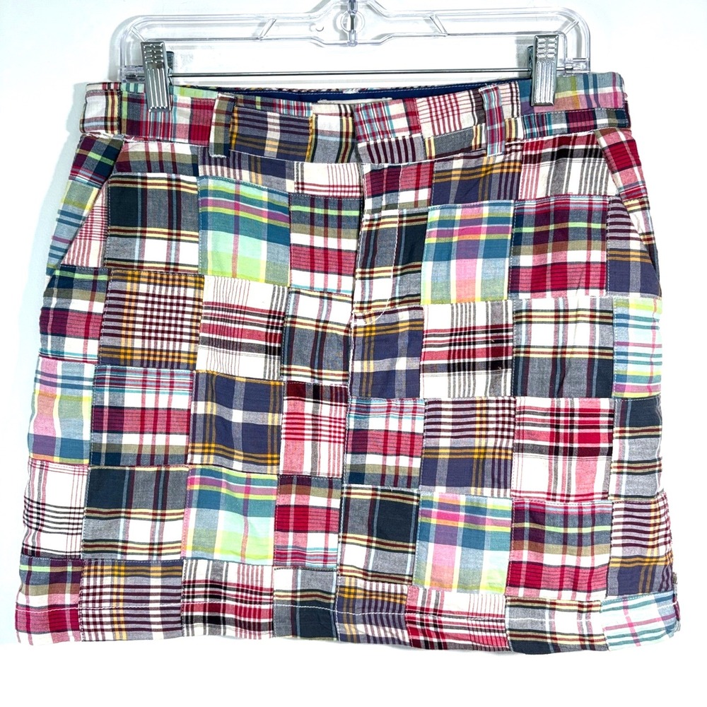Telluride Patchwork Plaid Mini Skirt Sz 6 Artsy Y2Kish Cottage Hippie Festival